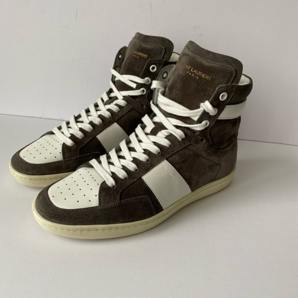 SAINT LAURENT MEN`S SL/10-H COURT CLASSIC HIGH TOP SNEAKERS - Picture 4 of 13